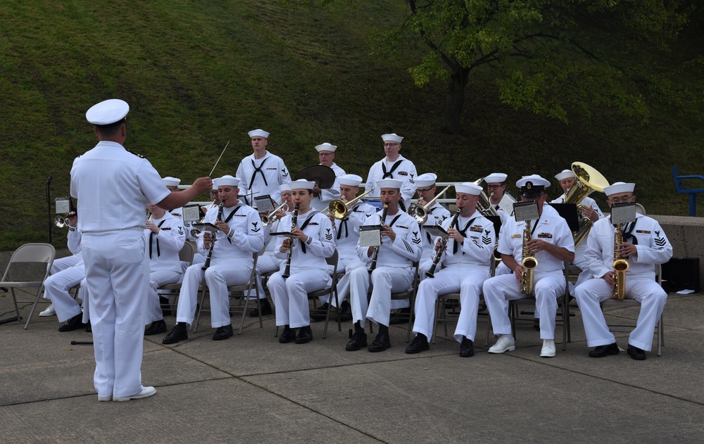 Navy Band Great Lakes Perform as a Jazz Ensemble during Quad Cities Navy Week.