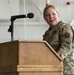 Lt. Col. Tiffany Arnold Speaks to the crowd after assuming command of the 509th Aircraft Maintenance Squadron