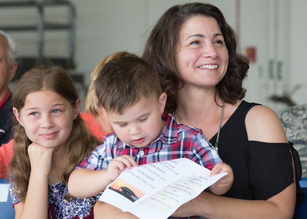 Lt. Col. Bryan Florio's Family watched the 509th AMXS Change of Command