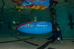 Inside the Chinook II, a University of Victoria human-powered submarine