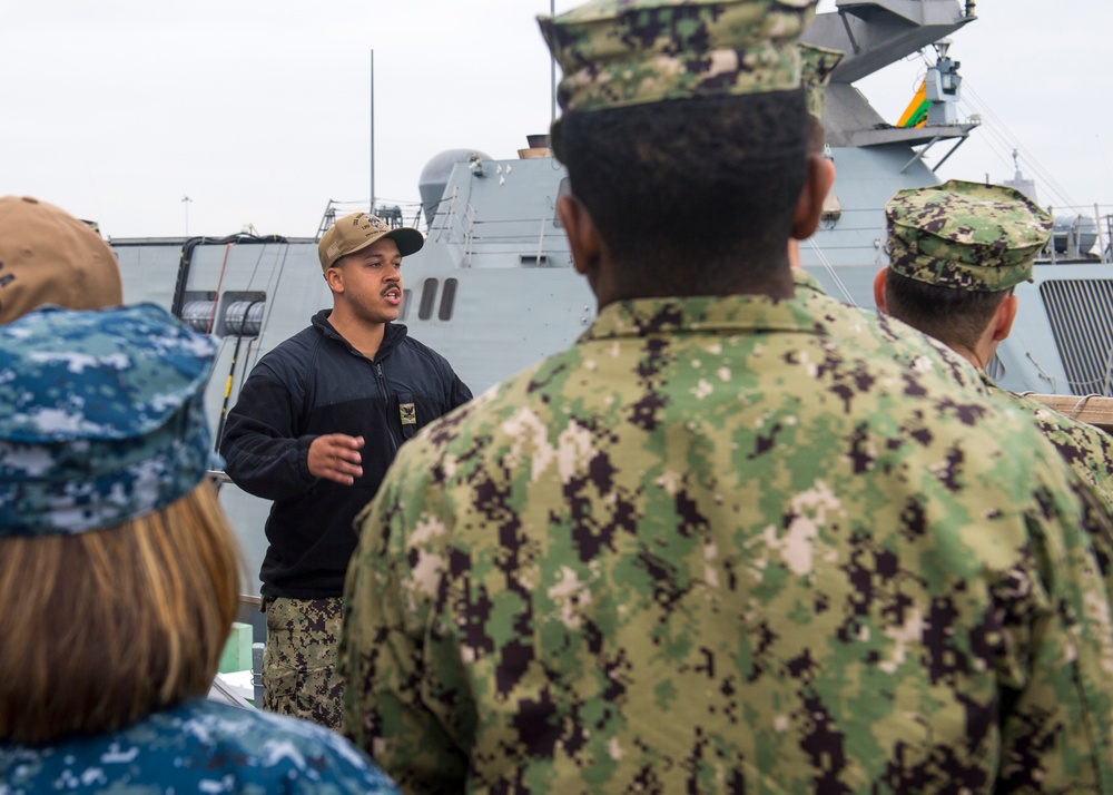 U.S. Sailors assigned to Fleet Surgical Team Three receive a pre-drill brief aboard  USS New Orleans