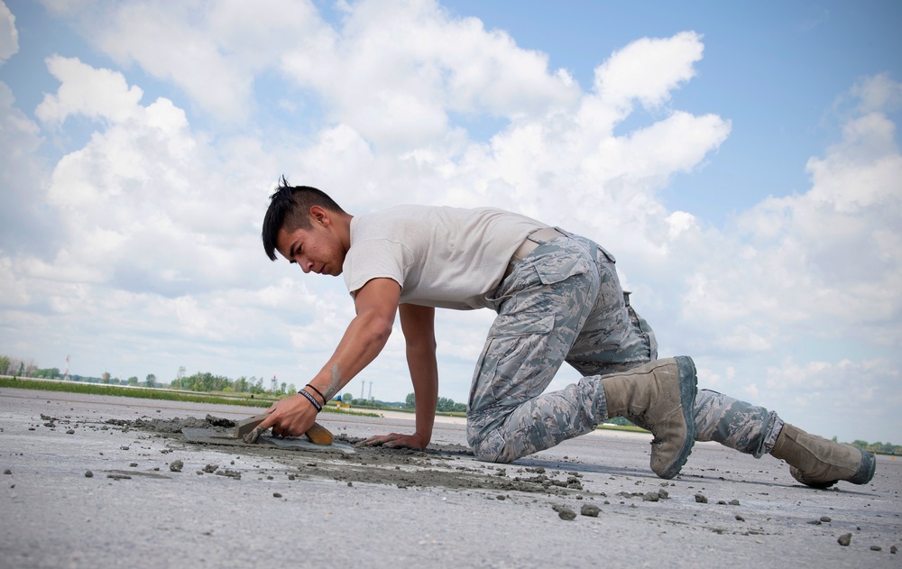 Grand Forks Air Force Base flightline undergoes pavement touch-ups
