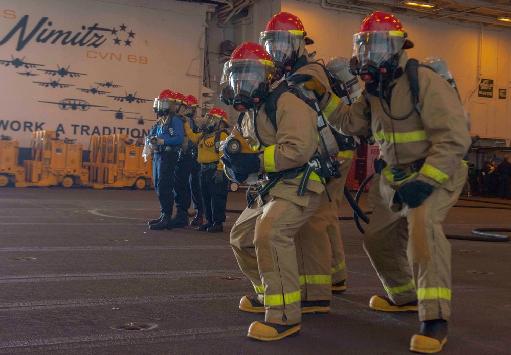 Nimitz Sailors Participate In Firefighting Drill