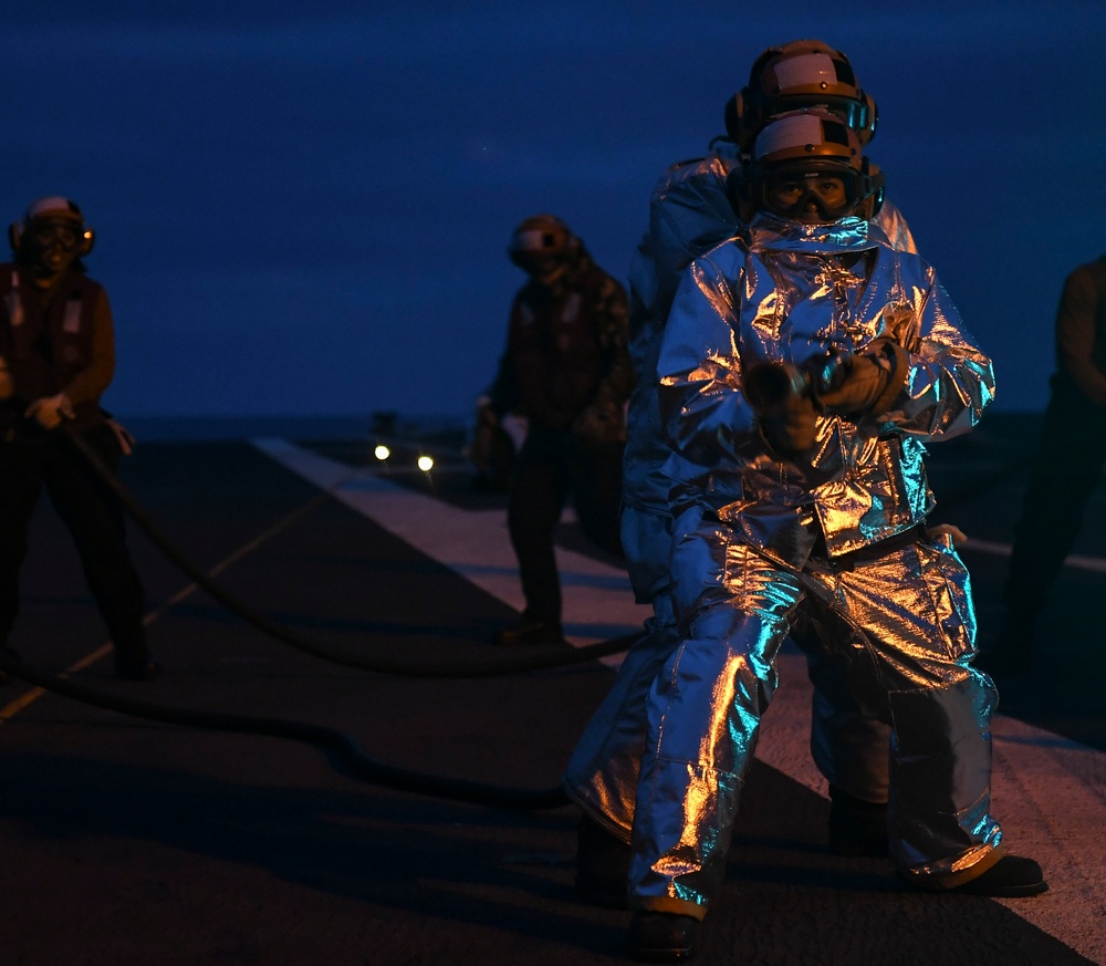 Nimitz Sailors Preform Flight Deck Drills
