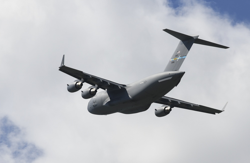 Dover C-17 Globemaster III soars above