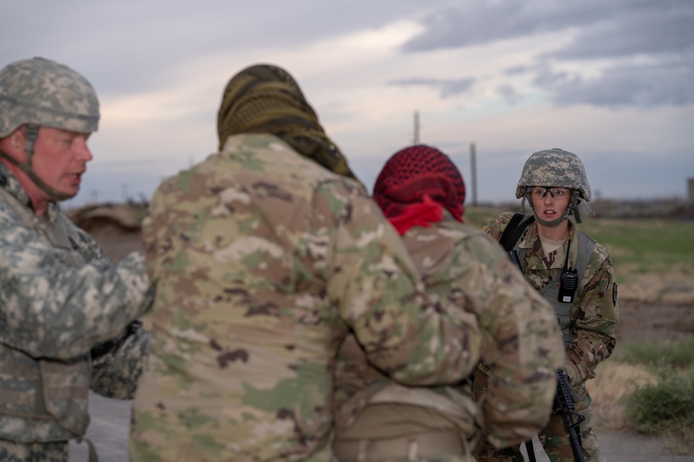 Soldiers Detain Insurgents during Perimeter Defense Exercise