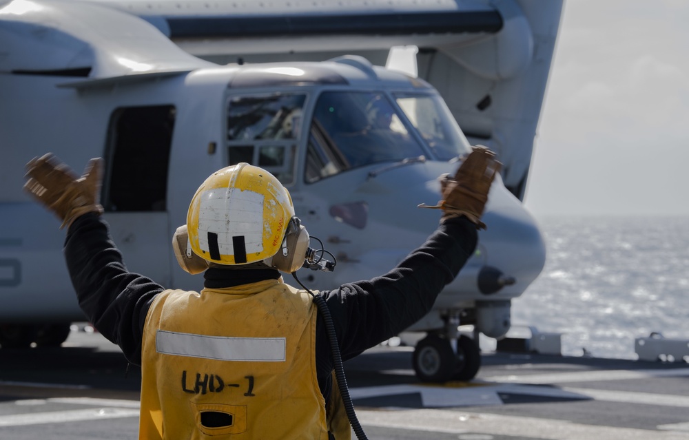 USS Wasp (LHD 1) Flight Operations at Sea