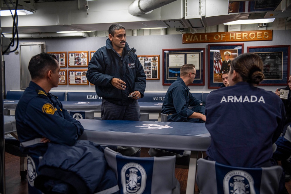 USS Michael Murphy Sailors Greet Ship Riders