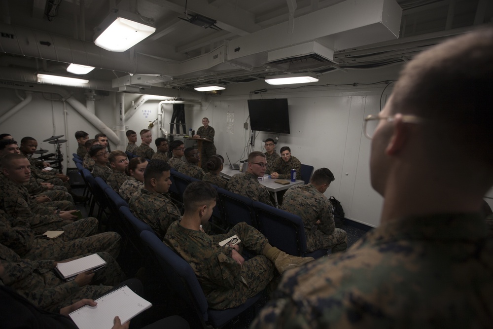 31st MEU Marines complete Lance Corporal Seminar aboard USS Wasp