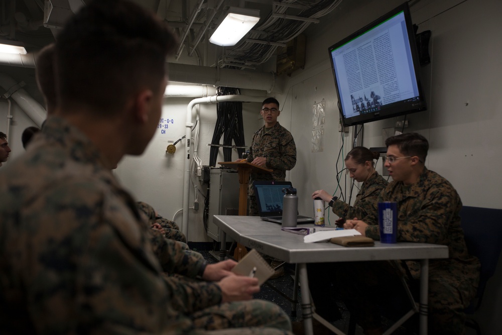 31st MEU Marines complete Lance Corporal Seminar aboard USS Wasp