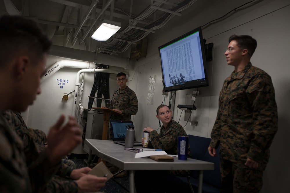 31st MEU Marines complete Lance Corporal Seminar aboard USS Wasp