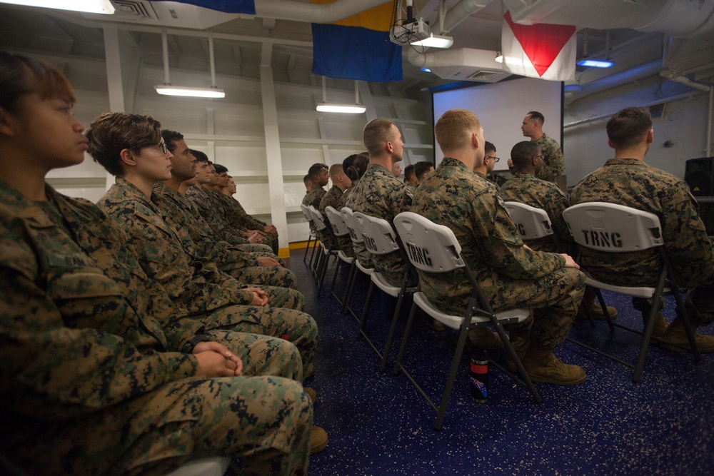 31st MEU Marines complete Lance Corporal Seminar aboard USS Wasp