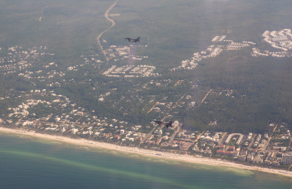 F-16s fly over the Emerald Coast