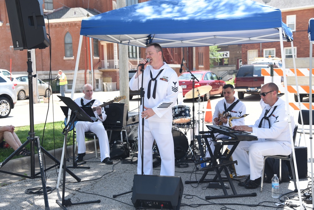 Navy Band Great Lakes Performs Outside Rock Island Public Library During Quad Cities Navy Week