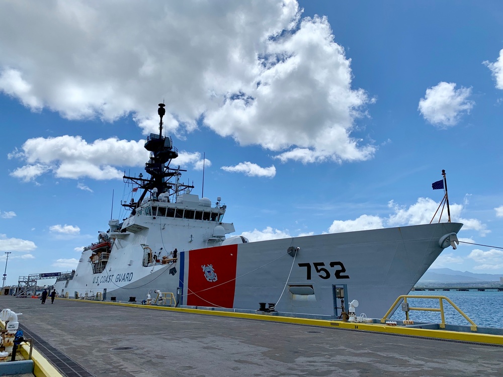 Coast Guard Cutter Stratton stops in Honolulu to take on fuel and supplies en route to the Western Pacific