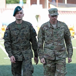 US Army Soldiers participate in Polish-American Football Championship opening ceremony