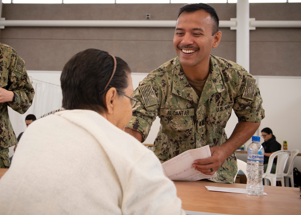 USNS Comfort provides care at a temporary medical treatment site