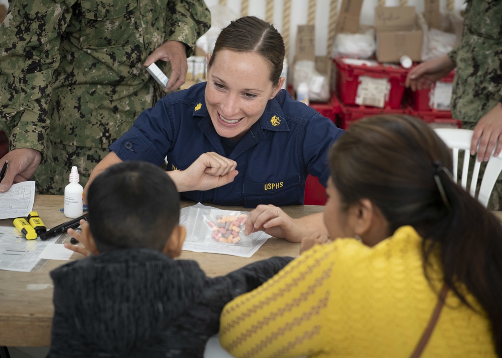 USNS Comfort provides care at a temporary medical treatment site