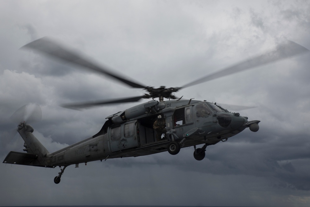 31st MEU Maritime Raid Force Marines sharpen fast roping skills aboard USS Wasp