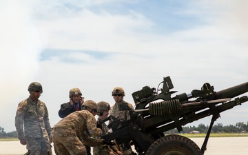 Yeager fires with 1st Battalion, 143rd Field Artillery