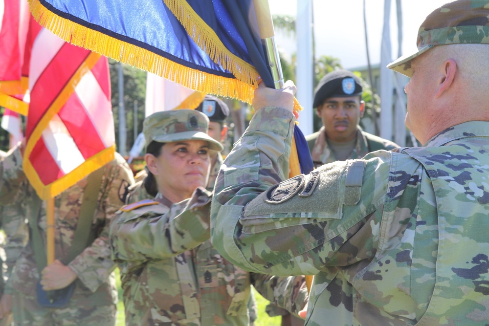 Passing the colors of the 9th Mission Support Command