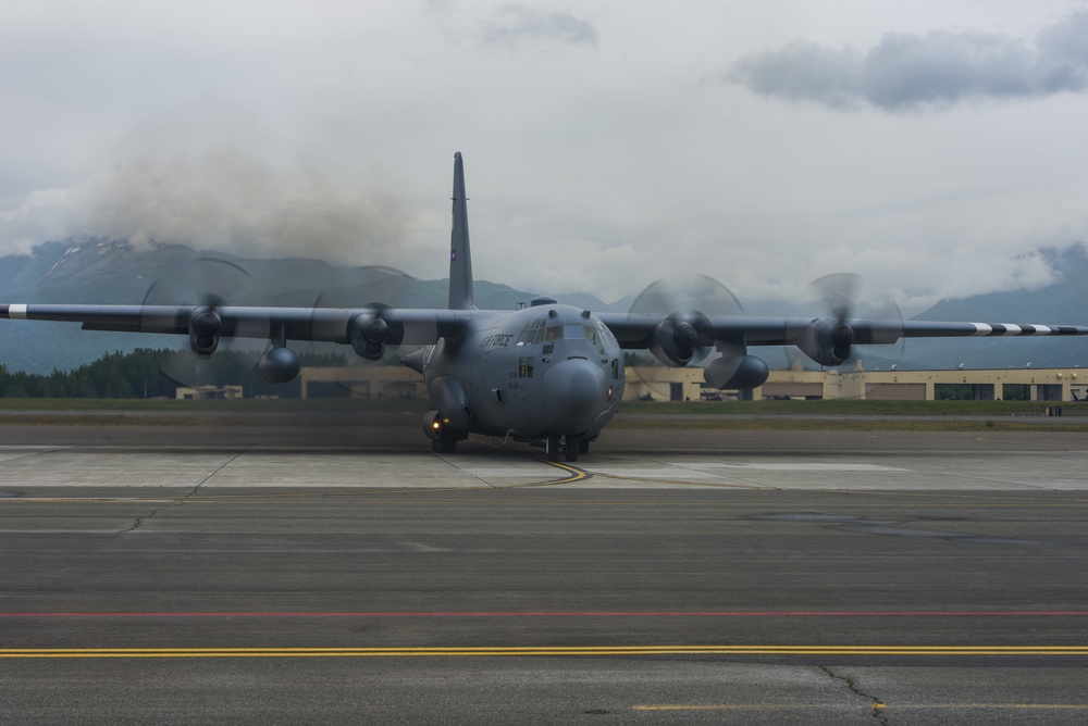 C-130's takeoff during Red Flag- Alaska 19-2