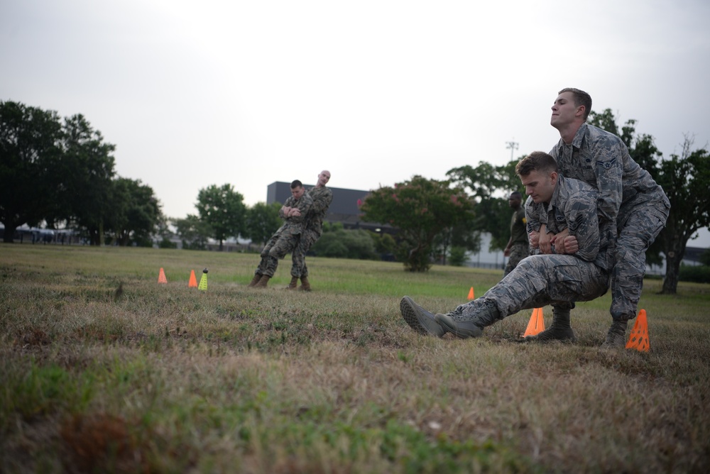 Security Forces joins Marines in combat fitness test