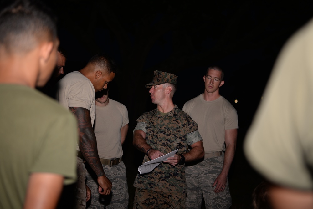 Security Forces joins Marines in combat fitness test