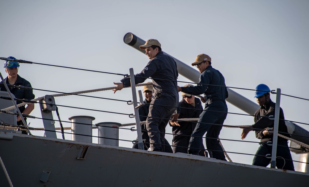 USS Carney (DDG 64) gets underway during SB19