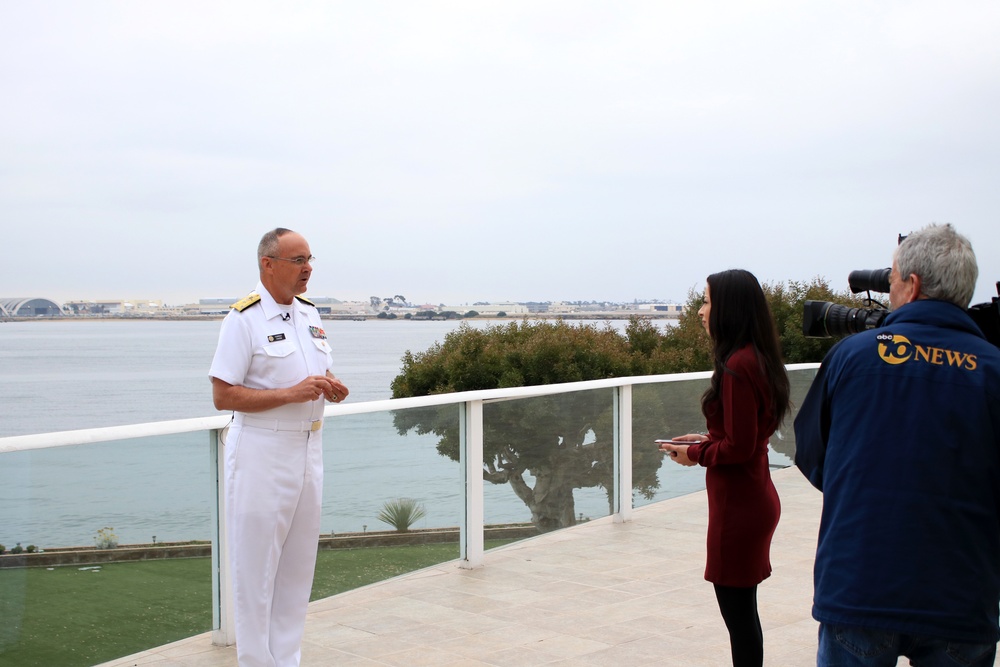 Navy Surgeon General Speak with Reporter During Visit to San Diego