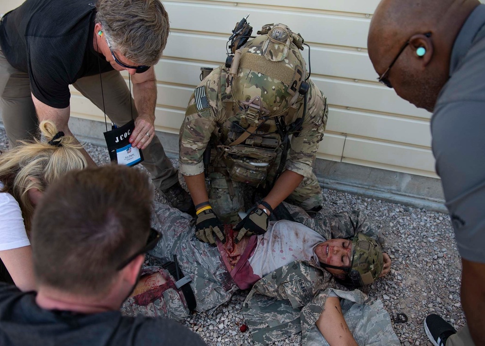 JCOC 91 assist Airmen in base exercise