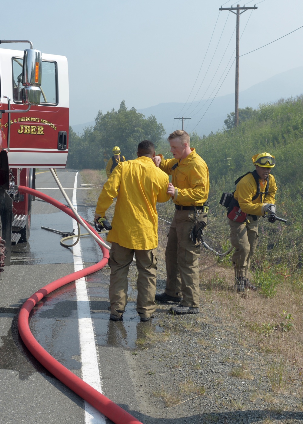 JBER firefighters respond to local brushfire