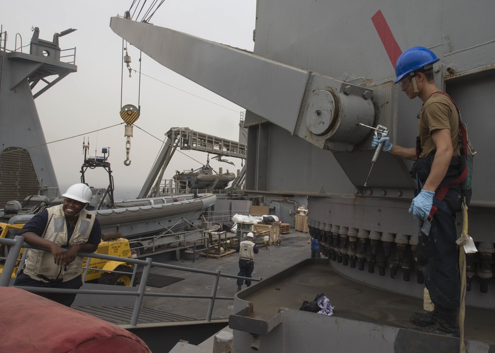 Crane Operations Aboard USS Harper's Ferry