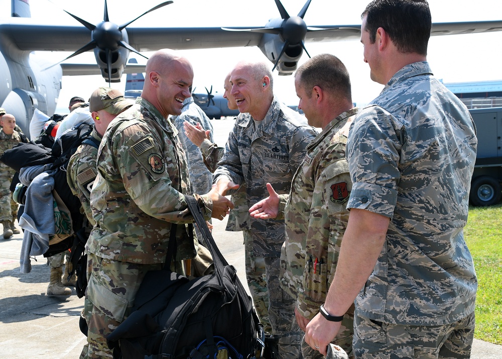 Deployed 143d Airlift Wing Airmen Return on Independence Day