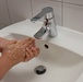 Turn off the faucet while soaping hands.