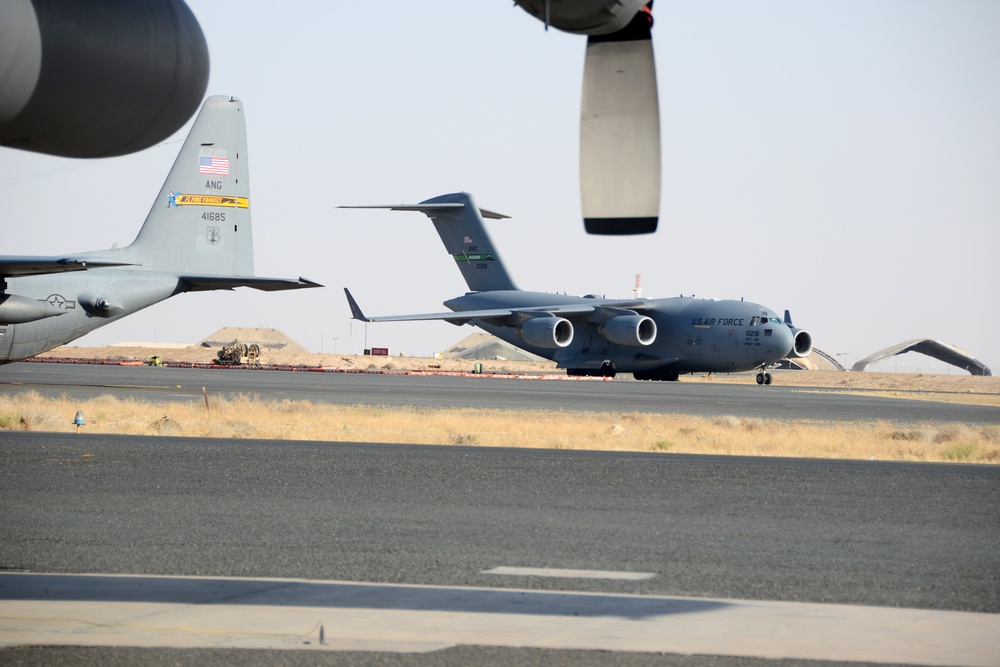 Air National Guard supports airlift operations at Ali Al Salem