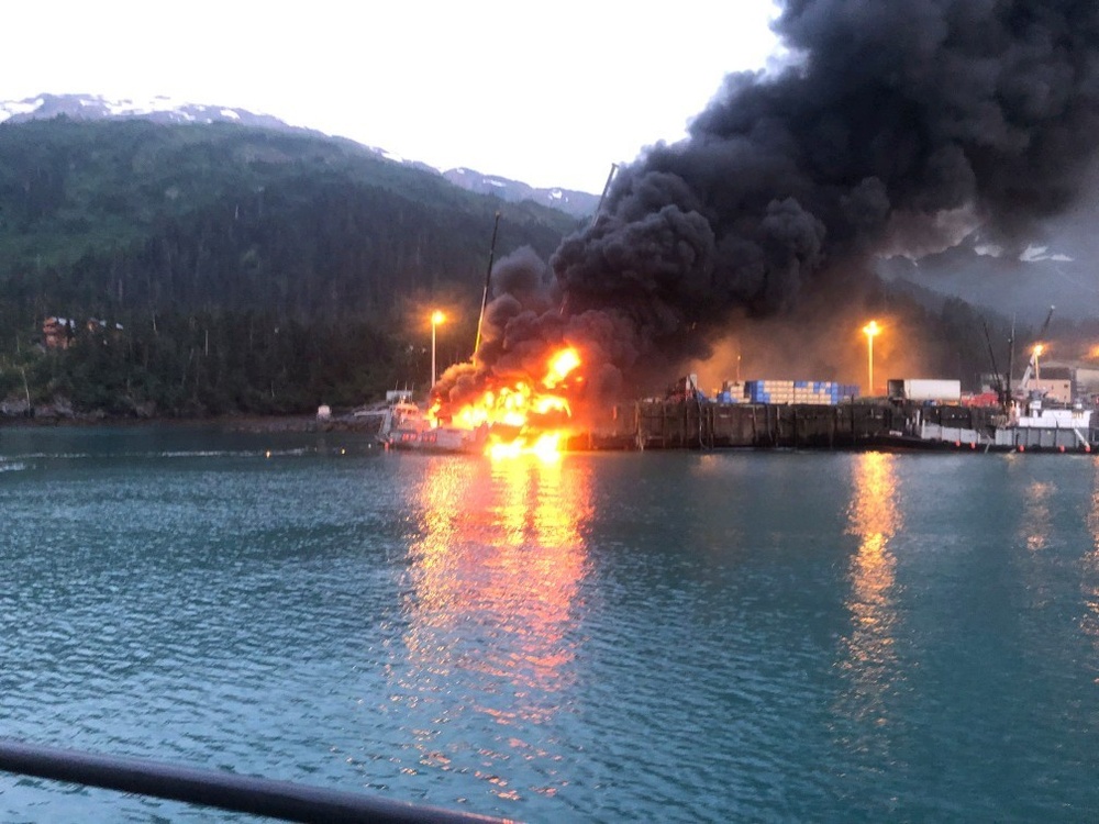 Coast Guard, locals and good Samaritans respond to dock fire in Whittier, Alaska