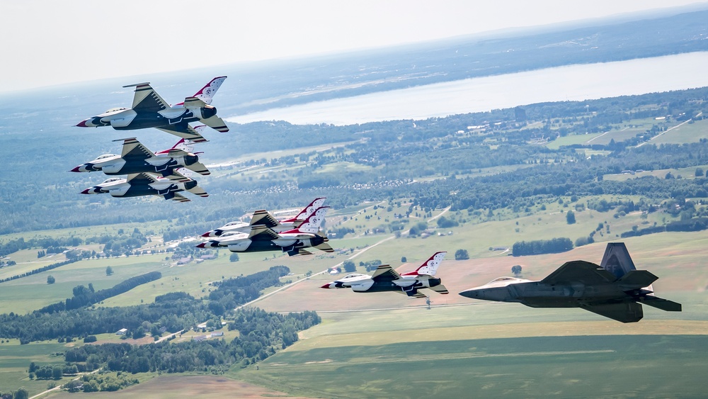 Thunderbirds fly over Michigan