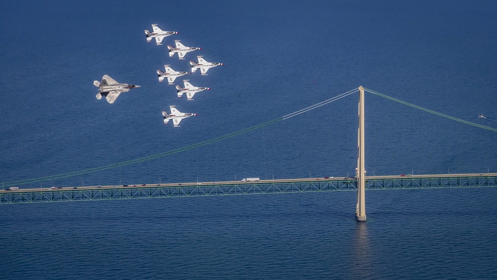 Thunderbirds fly over Michigan