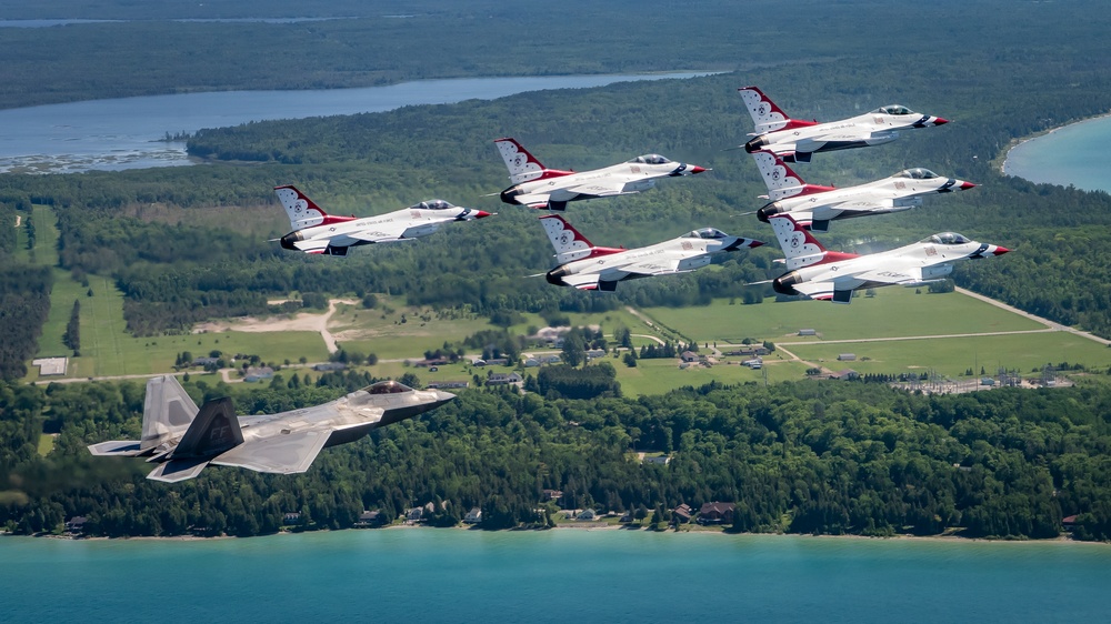 Thunderbirds fly over Michigan