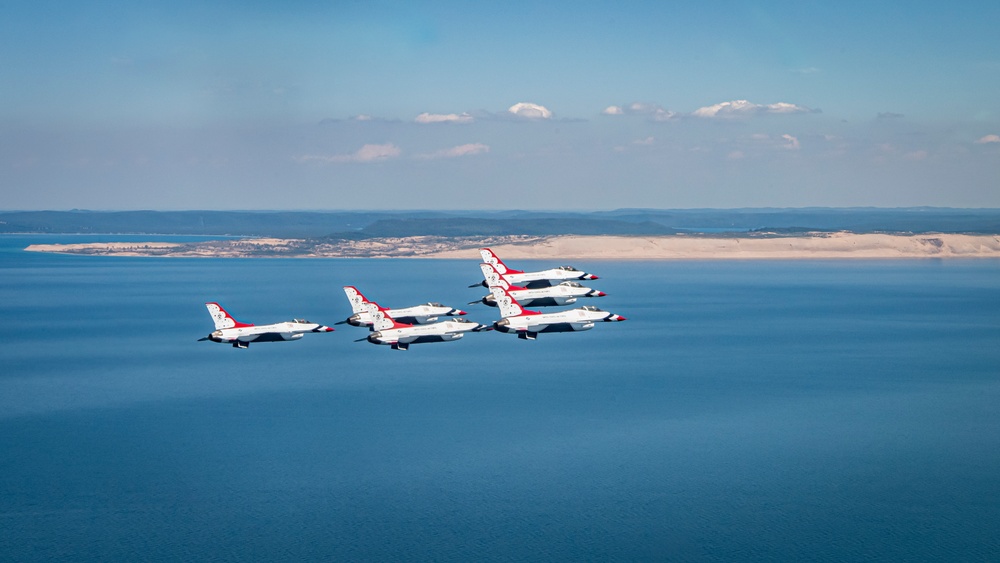 Thunderbirds fly over Michigan