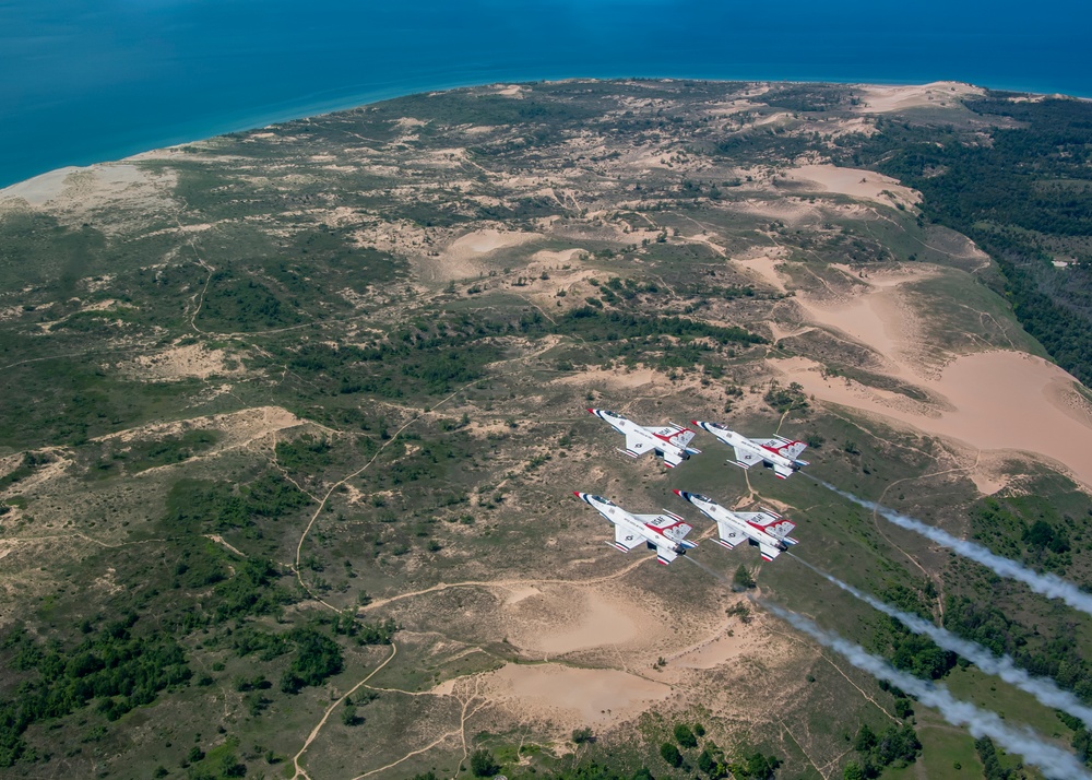 Thunderbirds fly over Michigan