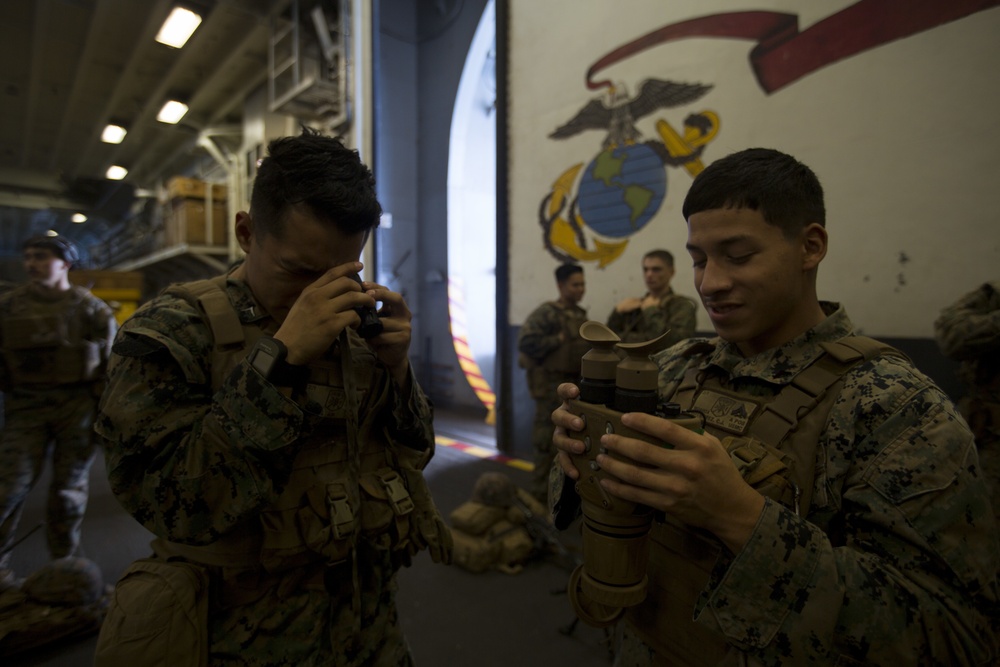 BLT Marines conduct Tactical Recovery of Aircraft and Personnel training aboard the amphibious assault ship USS Wasp (LHD) 1