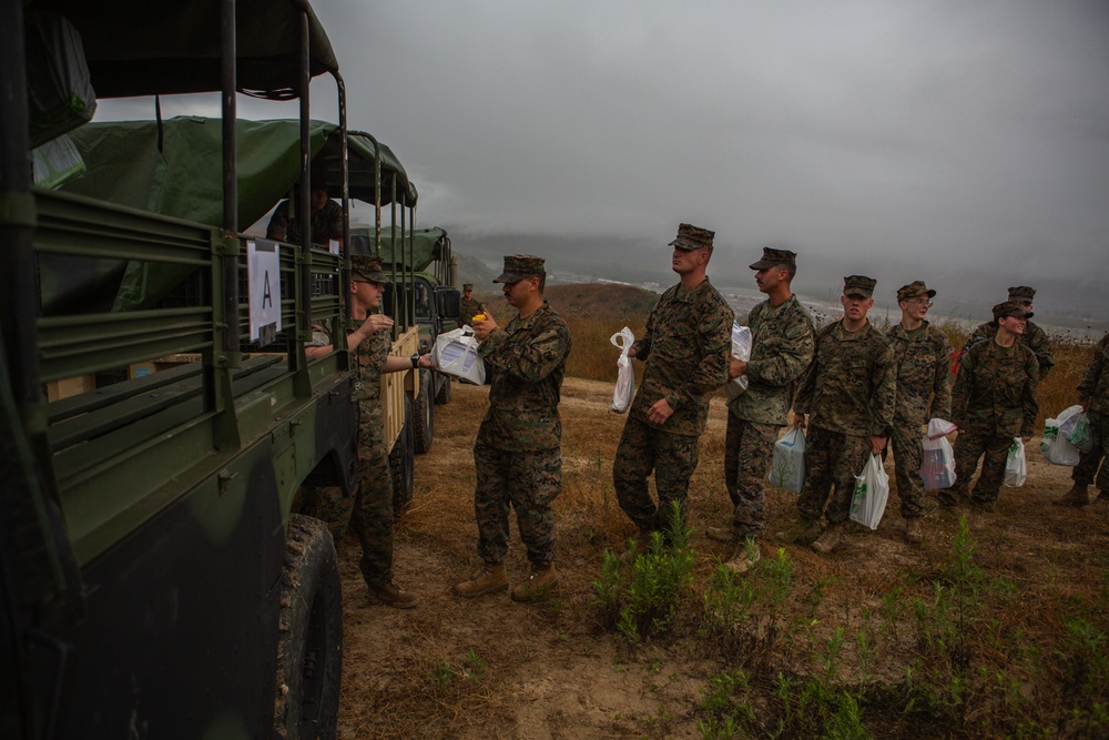 1st Radio Battalion hikes with school supply donations for local school