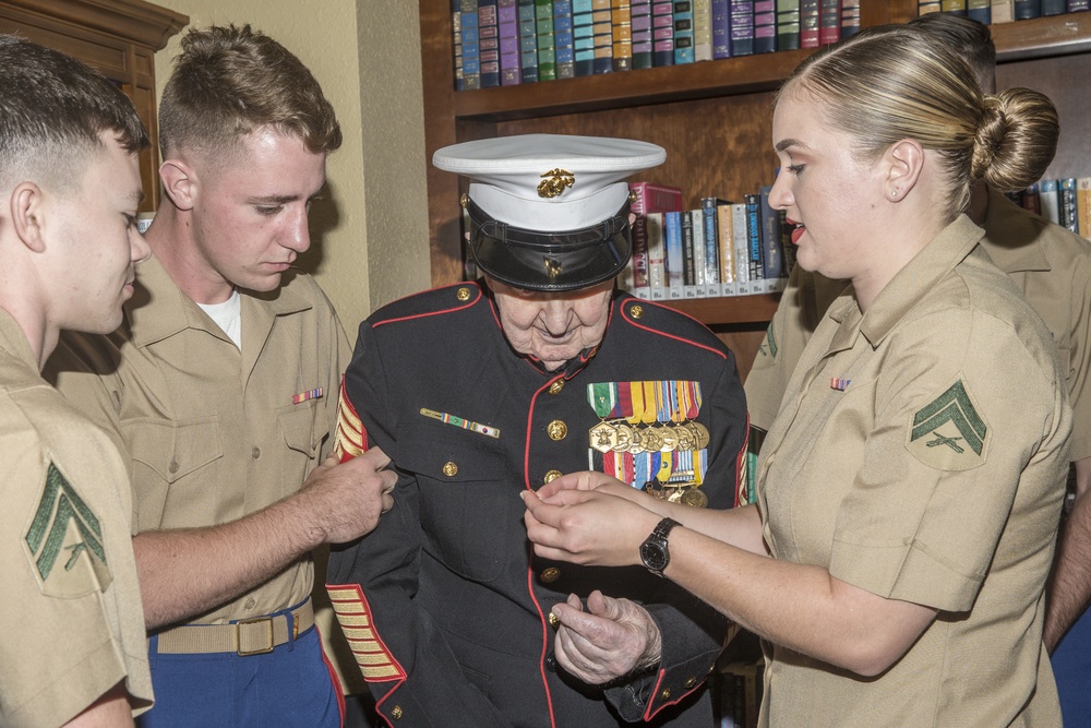 Once a Marine always a Marine: WWII veteran celebrates 100th birthday