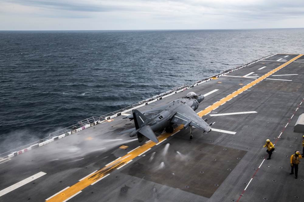 Marine Attack Squadron 542 conducts Deck Landing Qualifications aboard USS Bataan