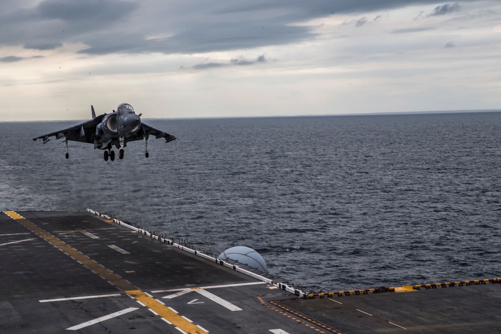 Marine Attack Squadron 542 conduct deck landing qualification aboard USS Bataan