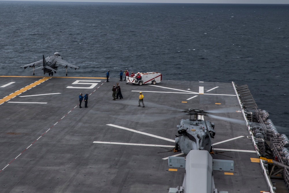 Marine Attack Squadron 542 conduct deck landing qualification aboard USS Bataan