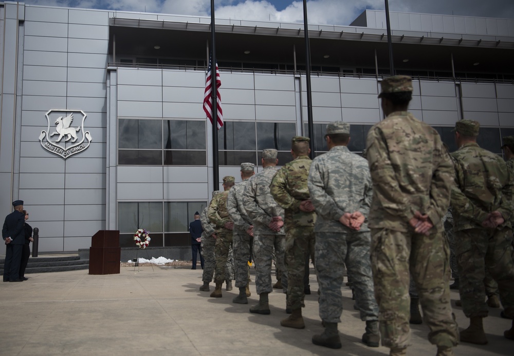 National Space Defense Center honors fallen with retreat ceremony