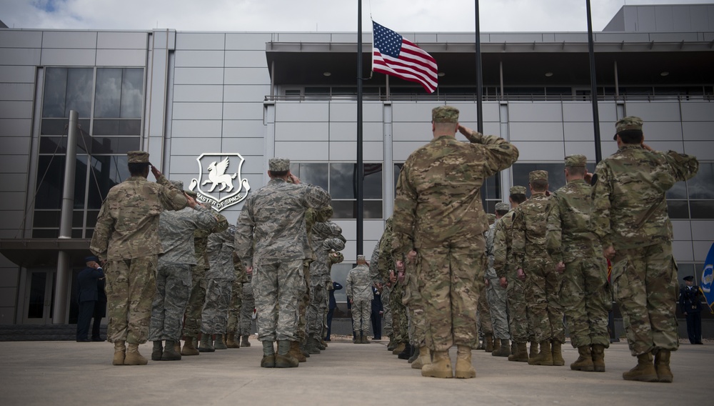 National Space Defense Center honors fallen with retreat ceremony